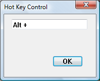 kısayol tuşu denetimi içeren bir iletişim kutusunun ekran görüntüsü
