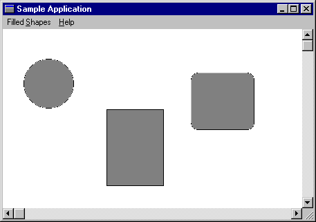 screen shot showing a circle and two rectagles--one with square corners and one with rounded corners