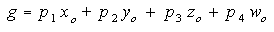 Equation showing the glTexGen function when the texture generation function is GL_OBJECT_LINEAR.