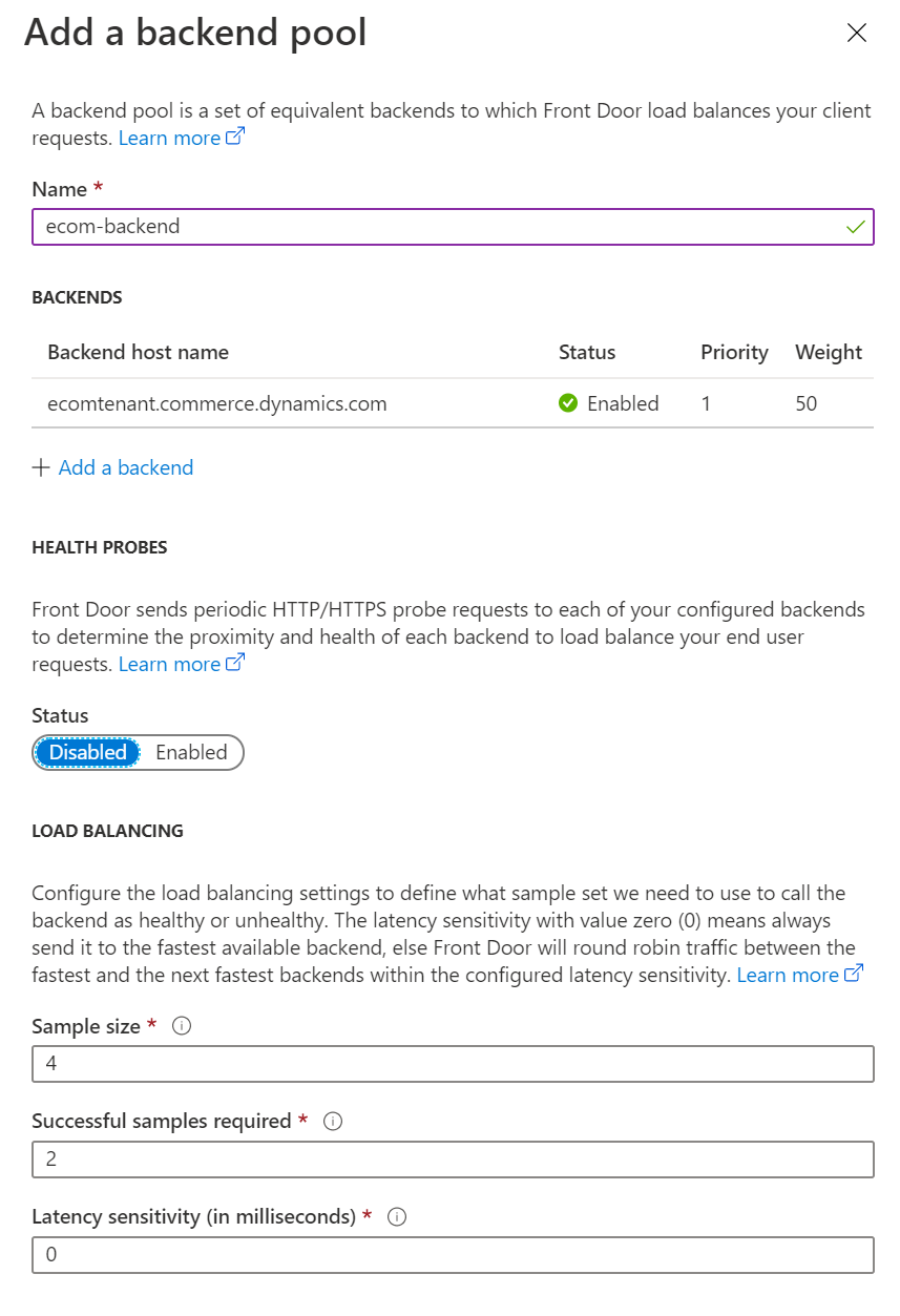 Add a backend pool dialog box continued.