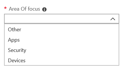 the list of areas of focus, such as Other, Apps, and Security.