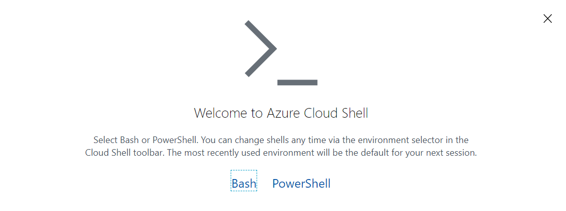 Azure Cloud Shell提示的屏幕截图。