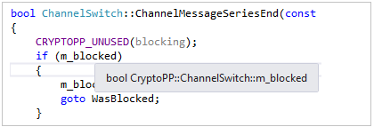 显示 Visual Studio 2017 中的快速信息工具提示的屏幕截图。