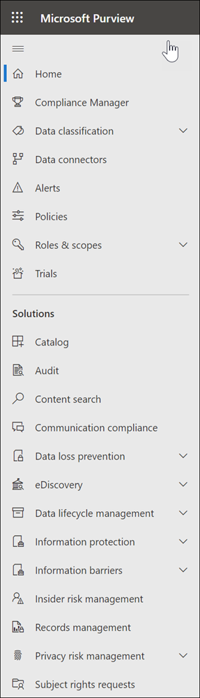 在 Microsoft Purview 合規性入口網站 中流覽。