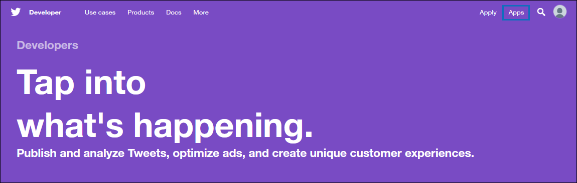 移至 https://developer.twitter.com 並登入。