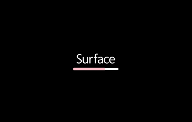 具有粉紅色進度列的 Surface ISH 韌體。